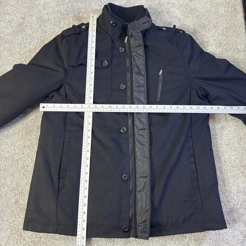 Helix Modern Peacoat Men's 2XL Black Button Up Wool Blend Coat